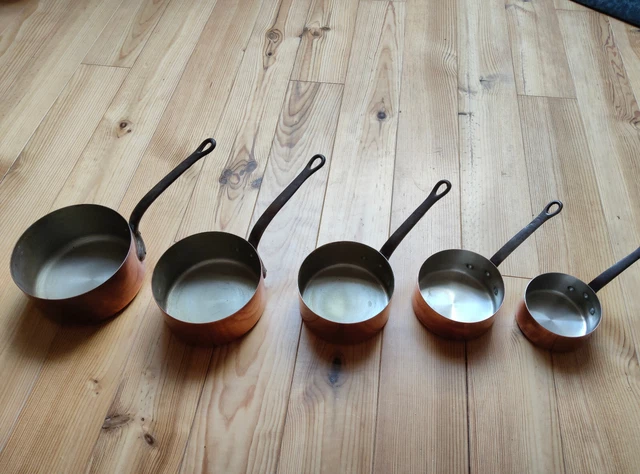 Casseroles saucières en cuivre étames pour cuisiner