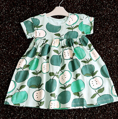 Next Baby Girls Green Apple Print Dress Age 12-18 Months BNWT
