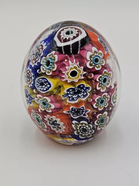 Vintage 3" MURANO Millefiori Egg-Shaped Glass Paperweight