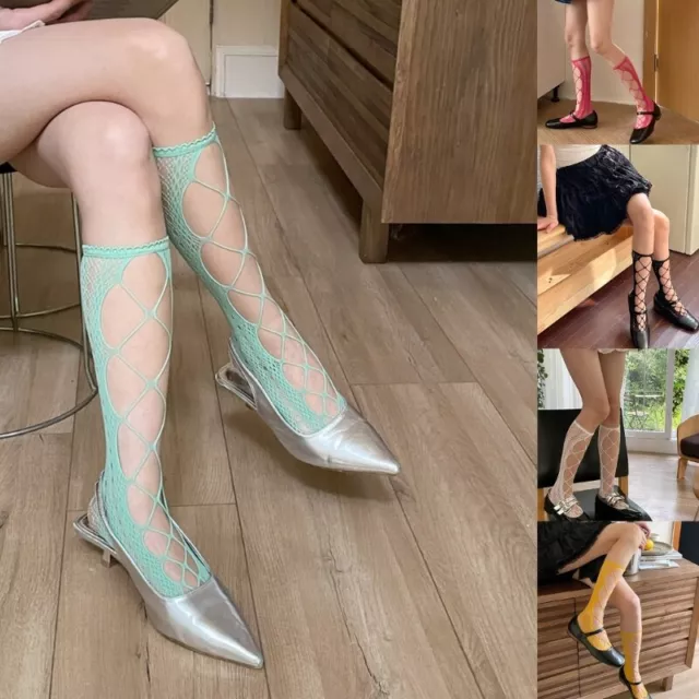 Party Fishnet Pantyhose Solid Color Elastic Hollows Stocking for Women