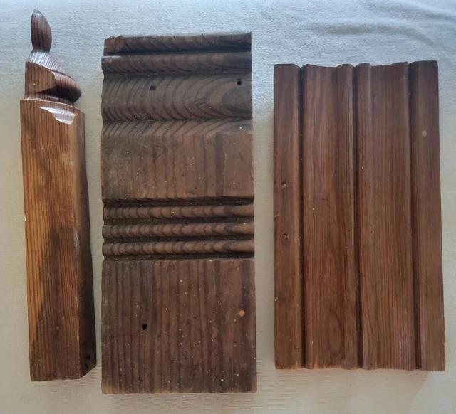 Antique Lot of 3 -1890s Plinth Block VICTORIAN Style Wood Trim/Molding/Corner