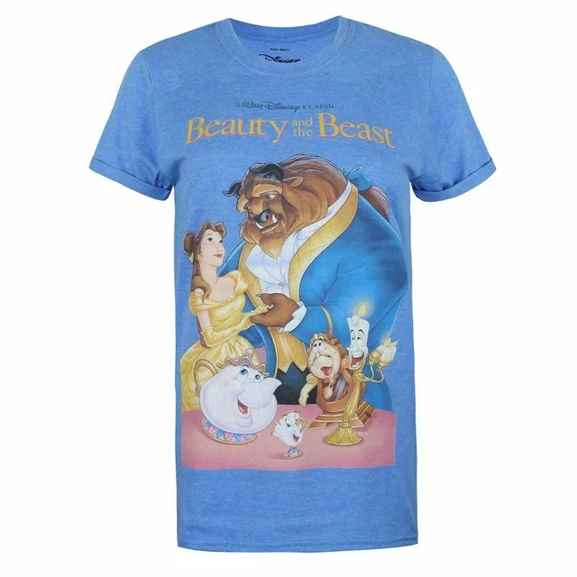 Die Schöne Und Das Biest Accessoires OFFIZIELLES DISNEY DAMEN Die Schöne und das Biest VHS T-Shirt blau S-XL