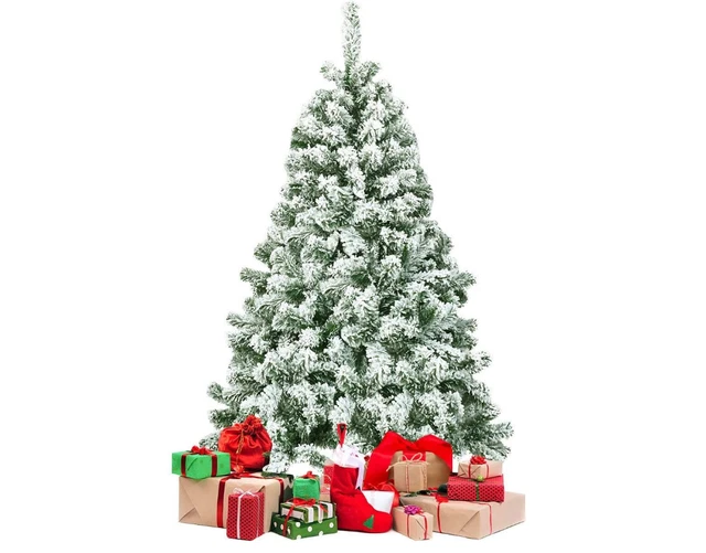 Costway snow flocked hinged pine foldable christmas tree 4 5 ft 43 17