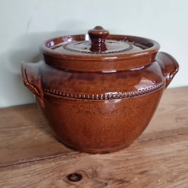 Vintage Brown Glazed Stoneware PEARSONS OF CHESTERFIELD Casserole Pot / Lid
