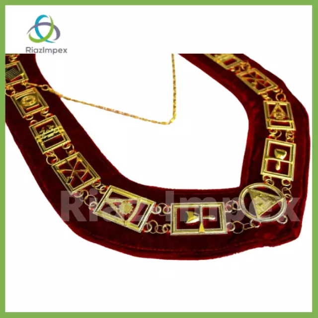 NEW SET of 2 Royal Arch Chain Collar Regalia Red Velvet Masonic Jewel York Rite 3