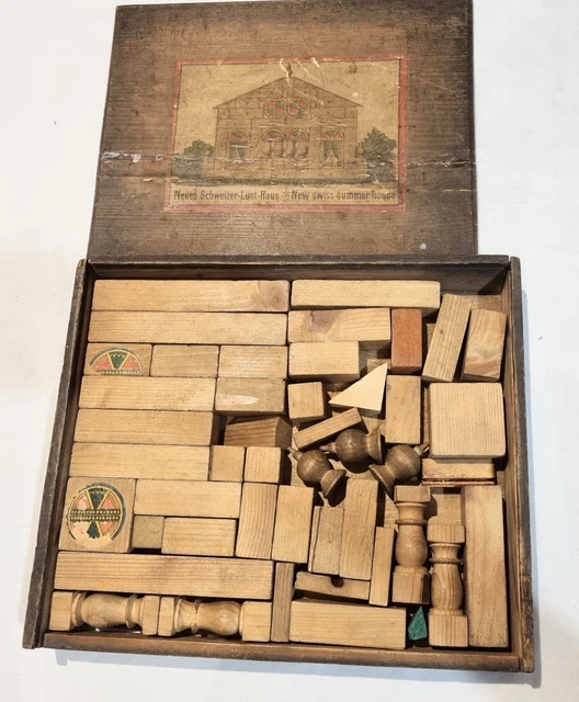 Jeu De Construction En Bois Vintage Garnier Cornil N°1504 - Chalet, Occasion