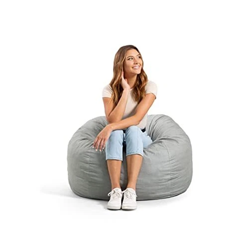 Big Joe Fuf Medium Foam Filled Bean Bag Chair with Removable Cover Fog Lenox ...