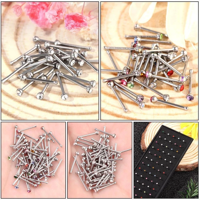 Steel Crystal Nose Ring Set Ear Bone Needle Studs Piercing Set Nose Stud