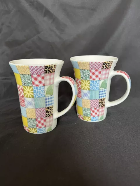 Paul Cardew Patchwork 12 Ounce Coffee Mugs Set of Two 2008 England