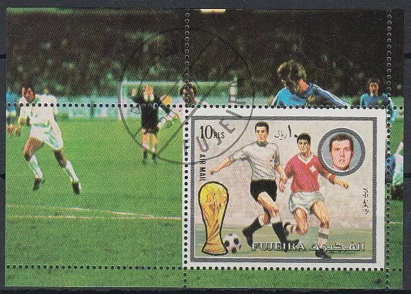 Fujeira 1973 d'occasion Bl.143 A football football football football football Coupe du monde Allemagne sport