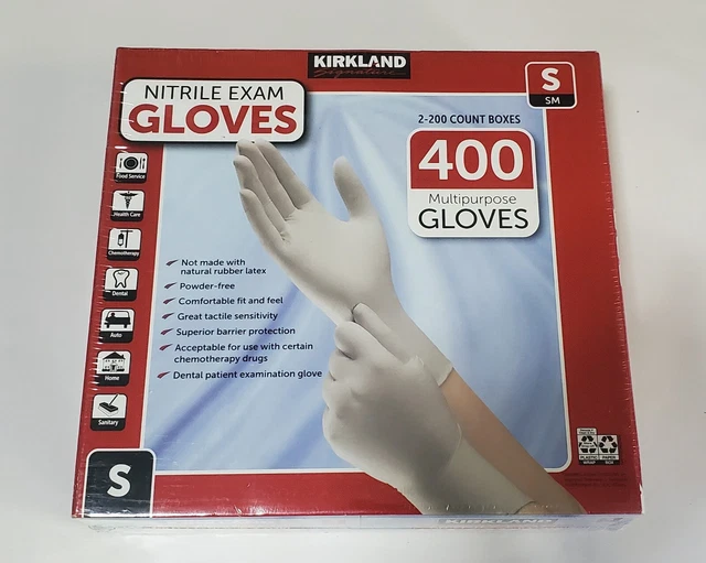 KIRKLAND SIGNATURE NITRILE Exam Gloves Powder Free Size Small 400 Count