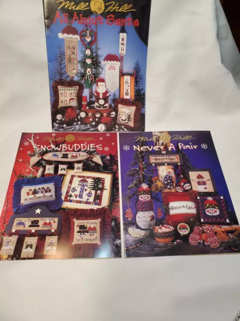 3 Mill Hill Cross Stitch Pattern Books Snowman All About Santa Snowbuddies