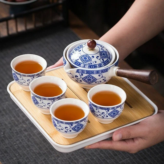 Flowers Exquisite Stone Grinding Shape Tea Set Handmade Chinese Ceramic Tea Pot