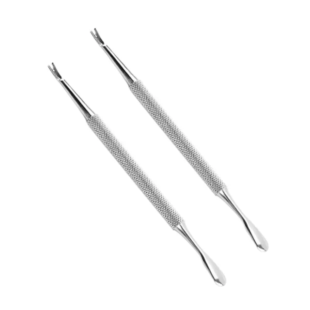 2pcs Stainless Steel Cuticle Remover Silver Dead Skin Cuticle Pusher Trimmer
