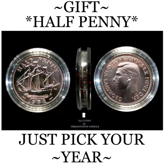 Half Penny Coins .Polished Copper, Ideal For Small Gifts, Pick Your Date