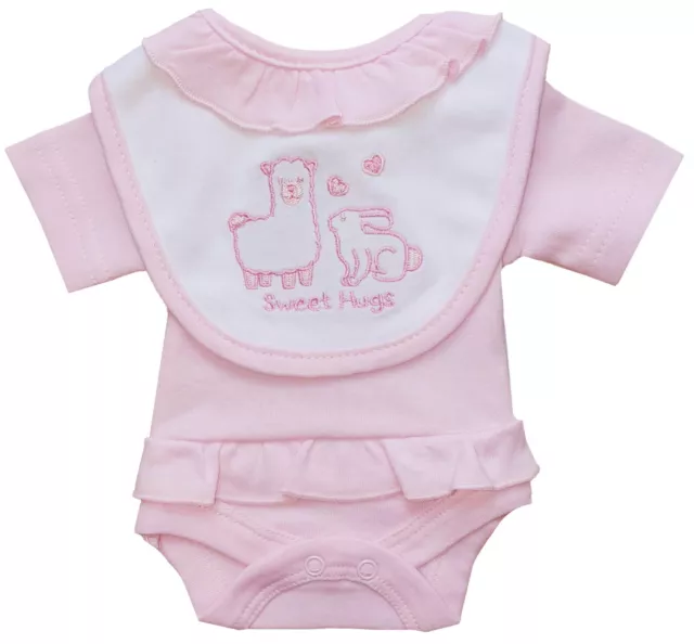 Prem Preemie Premature Baby Baby Girl Bodysuit Vest Bib 2 Piece Starter Set
