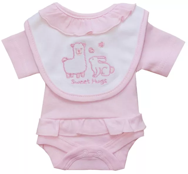 Prem Preemie Premature Baby Girl Bodysuit Vest Bib 2 Piece Starter Set