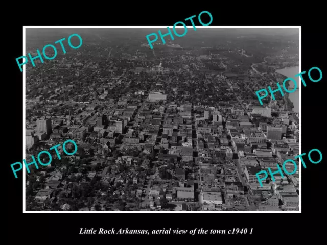 OLD LARGE HISTORIC PHOTO LITTLE ROCK ARKANSAS AERIAL VIEW OF THE TOWN c1940 2