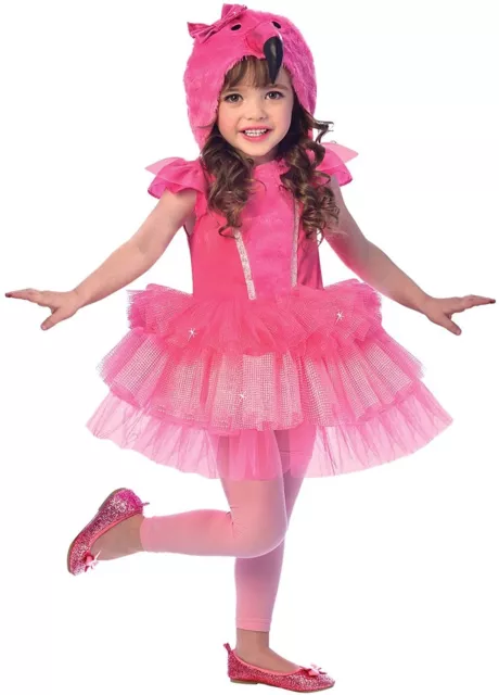 Girls Flamingo Pink Fancy Dress Costume Outfit Child Toddler