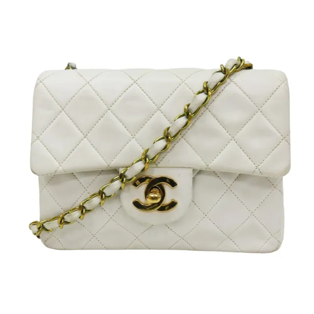 CHANEL AIRLINES SQUARE Mini Flap Bag White Leather $3,190.00