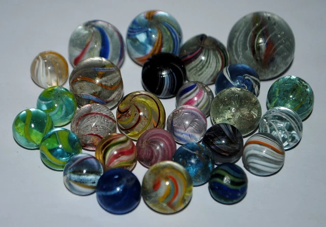 GB***27 antique German different handmade marbles