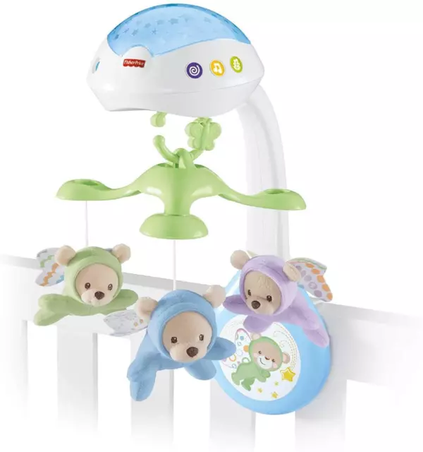 Mattel CDN41 Babyrassel mit Bärchen Babyspielzeug Sternenlicht Mobile