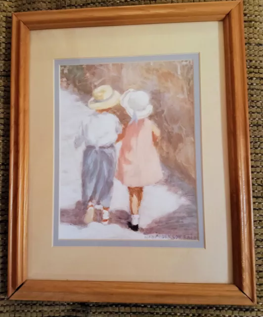 Ivan Anderson S.A.I. SignedBoy & Girl “ Secrets” Framed & Matted Art Print 13x16