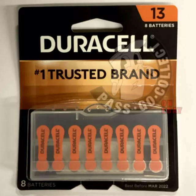 Duracell Orange Hearing Aid Batteries Size 13 (8 Pieces) 1.45V EXP 2022
