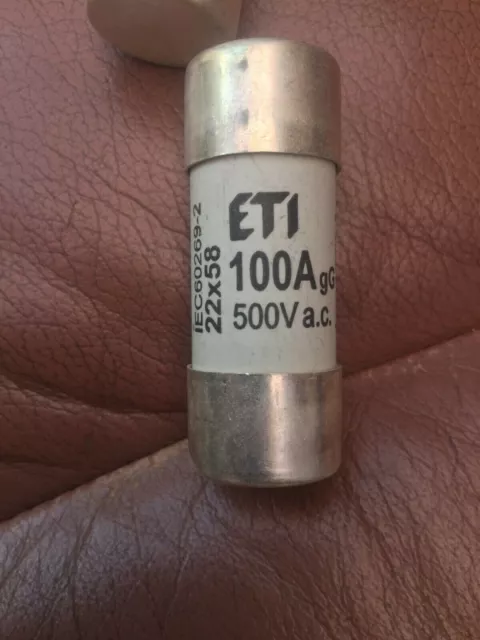 10  x ETI 100A gG Ceramic Cartridge Fuse 500V a.c 120kA. 