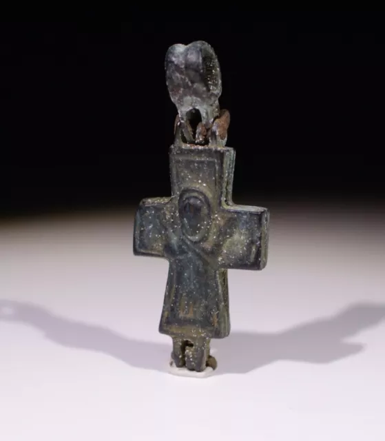 Lovely Byzantine Bronze Reliquary Cross Circa 6Th-12Th Century Ad 2