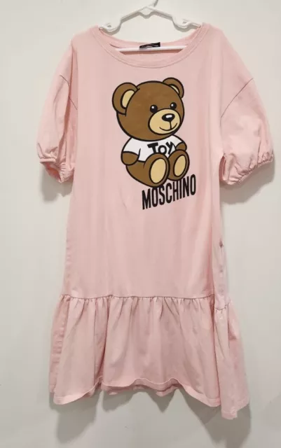 Moschino Teen Pink Cotton Teddy Short Sleeve Dress Size 14 Perfect Condition