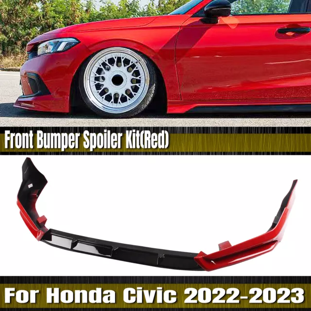 Für Honda Civic 2022–2024 Auto Frontstoßstange Spoiler Splitter Lippe Rot  3STÜCK