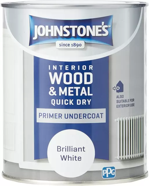 Johnstone'S - Quick Dry Gloss Primer Undercoat - Brilliant White - Water Based -