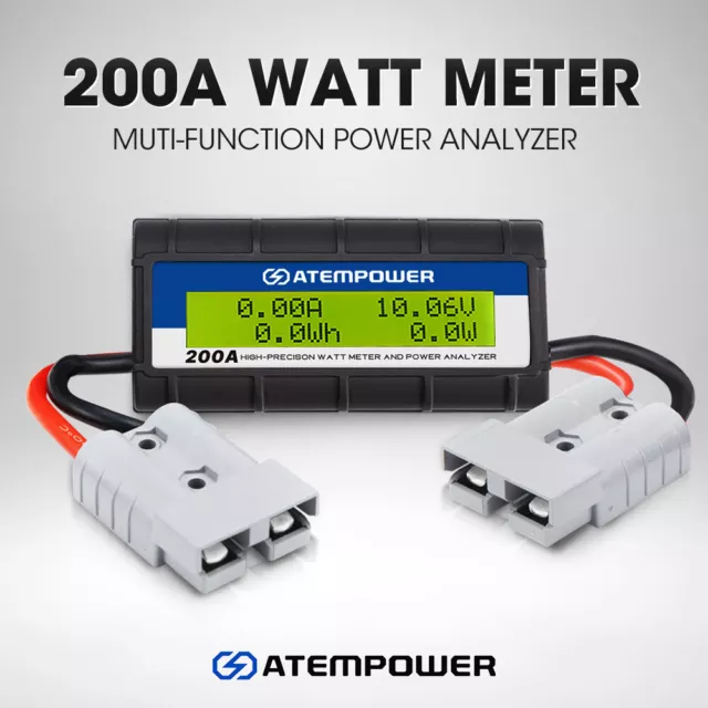 Atem Power 200 AMP Digital Volt Watt Meter Caravan Camping Solar 12V 4x4