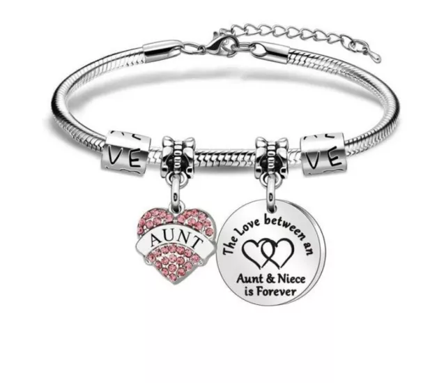 Only an Aunt Love Heart Smiley Emoji Star Bling Expandable Bangle Charm  Bracelet | eBay