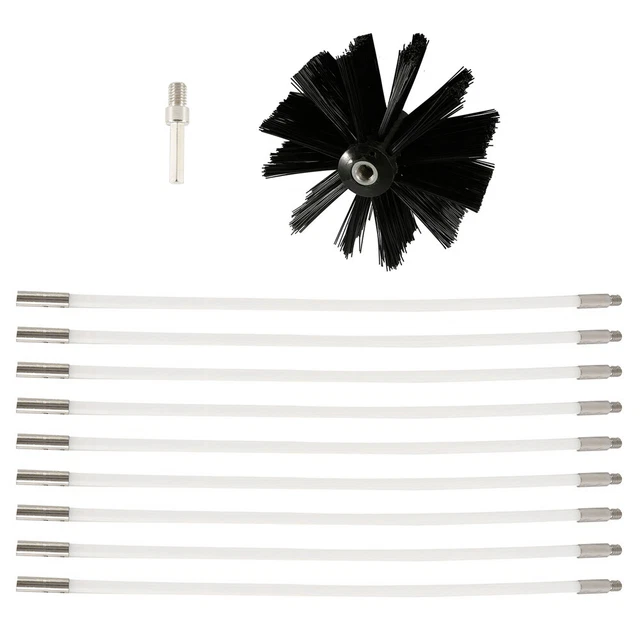 CHIMNEY SWEEP POWER Brush Set Flexible Drain Rod Flue Soot Clean B1 £13