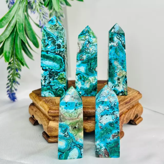 Chrysocolla Malachite Points Towers Crystal Generators