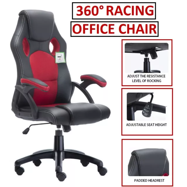 Office Chair Executive Racing Gaming Swivel Pu Leather Sport Computer Desk