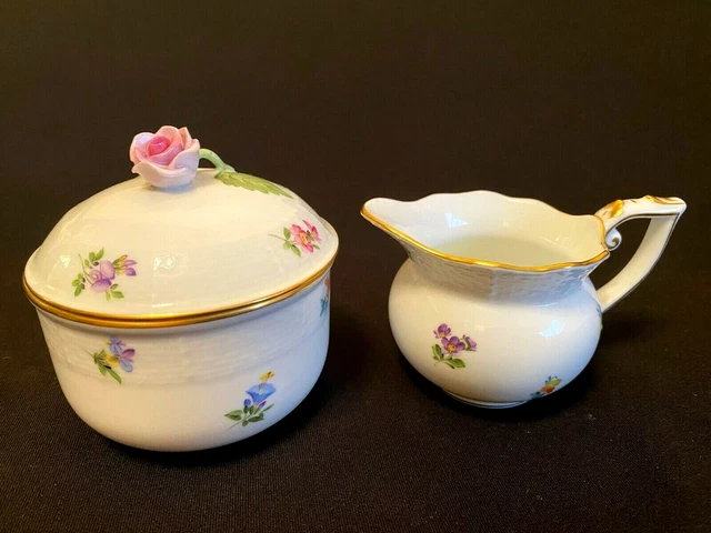 Herend Porcelain Handpainted Mille Fleurs Sugar Bowl And Milk Jug (New!!!)