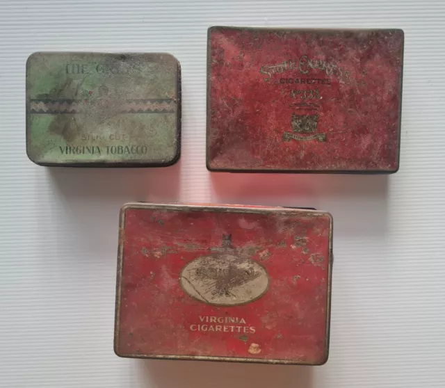 3 x Vintage Cigarette Tobacco Tin Craven The Greys State Express