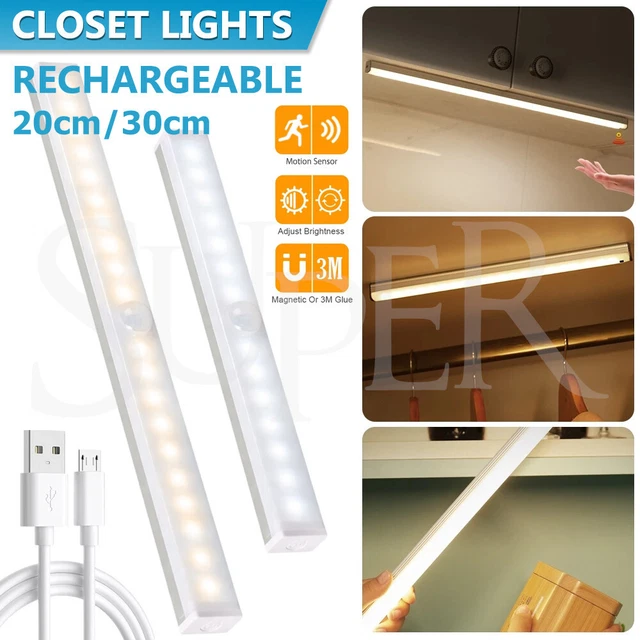 LED Motion Sensor PIR Light Wireless Night Light Closet Stair USB Rechargeable