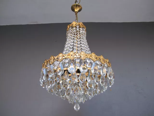 Antique French Huge Empire style Crystal Chandelier, Ceiling Lamp Light 1940s