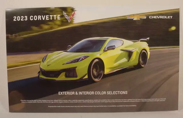 2023 Chevrolet C8 Corvette  Paint Color Chip Brochure - Original