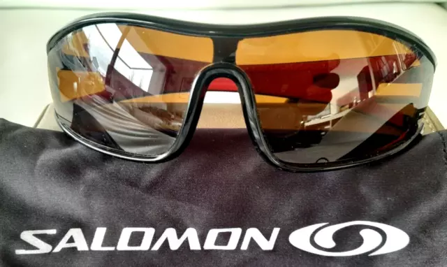 Lunettes Soleil Salomon Active+ Cat.3 Noir/Rouge Unisex Pochette 100 % Neuf