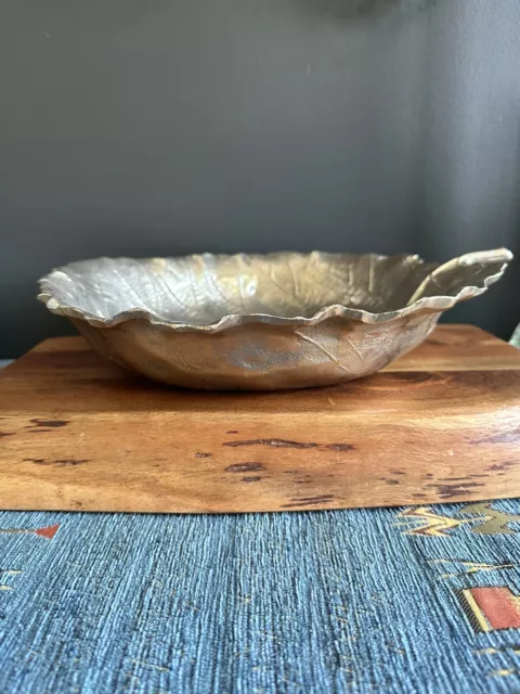 Metal Crafters Large Sea Grape Leaf Bowl Tray Platter 14” Wide Beautiful Bowl 3