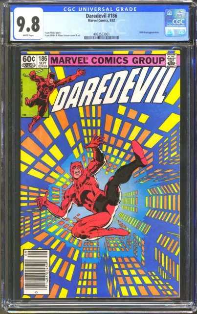 Daredevil #186 - Cgc 9.8- Wp - Nm/Mt - Newsstand - Frank Miller