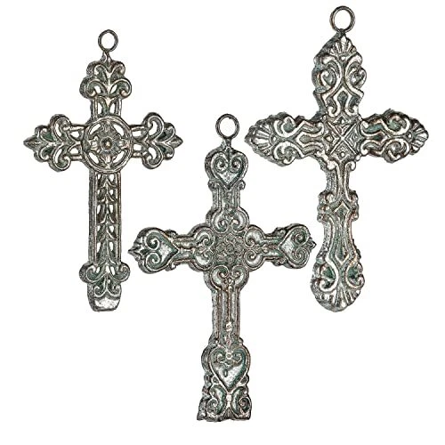 3 Pcs Decorative Wall Crosses Cast Iron Cross Wall Decor Antique Hanging Cross F