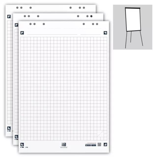 OXFORD 40009 Flipchart Papierblock 980x650mm kariert - 3 Blöcke á 20 Blatt