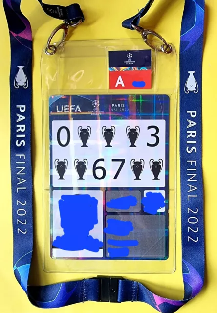 2022 UEFA Champions League Final Media Pass & Lanyard Liverpool Real Madrid