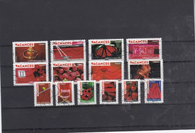 France 2009 Vacances Serie Complete De 14 Timbres Oblitere